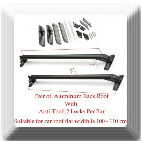 Aluminum CarTop Luggage Roof Rack Cross Bar Carrier Adjustable 100-110cm W Locks - Image 8