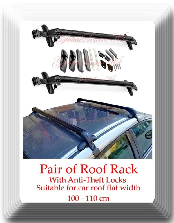 Aluminum CarTop Luggage Roof Rack Cross Bar Carrier Adjustable 100-110cm W Locks